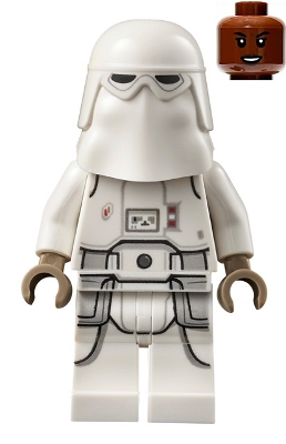 sw1180 Snowtrooper - Female, Printed Legs, Dark Tan Hands, Reddish Brown Head, Open Mouth Smirk