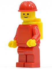 pln130 Plain Red Torso with Red Arms, Red Legs, Red Construction Helmet, Yellow Air Tanks