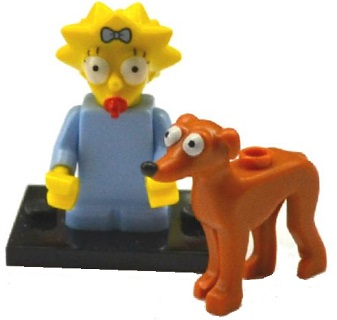 colsim2-4 Maggie and Santa's Little Helper, The Simpsons, Series 2 (Complete Set with Stand and Accessories)