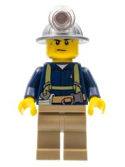 cty0311 Miner - Shirt with Harness and Wrench, Dark Tan Legs, Mining Helmet, Sweat Drops