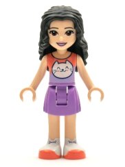frnd427 Friends Emma - Medium Lavender Skirt, Coral and Lavender Top with Cat Head