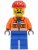 cty0016 Construction Worker - Orange Zipper, Safety Stripes, Orange Arms, Blue Legs, Red Construction Helmet, Stubble
