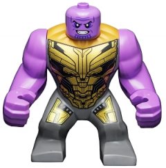 sh733 Thanos - Large Figure, Medium Lavender Arms Plain, Dark Bluish Gray Outfit with Gold Armor, Smile