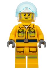 cty1369 Fire - Reflective Stripes, Bright Light Orange Suit, White Helmet, Dark Tan and Gray Beard