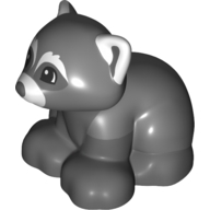 84713pb01 Duplo Red Panda / Fox with Dark Bluish Gray Feet, Black Eyes, and White Ears and Muzzle Pattern