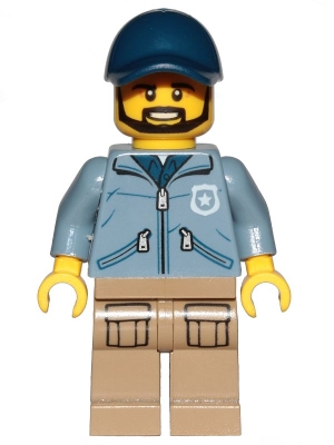 cty0887 Mountain Police - Officer Male, Beard, Dark Blue Cap, Sand Blue Jacket