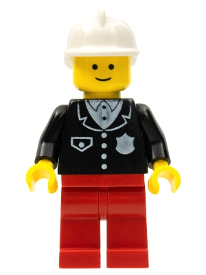 cop052 Police - Suit with 4 Buttons, Red Legs, White Fire Helmet