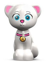 11602pb12 Cat, Friends / Elves, Sitting with Medium Azure Eyes, Bright Pink Nose, Ears, and Collar, Gold Tag with Letter M Pattern (Marcel)