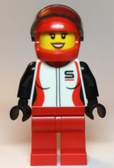 cty1109 Race Car Driver, Female, Red and White Racing Jacket, Red Helmet and Legs