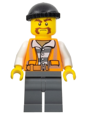 cty0701 Police - City Bandit Male, Black Knit Cap, Moustache Handlebar