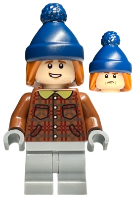 hp459 Ron Weasley - Reddish Brown Plaid Jacket, Light Bluish Gray Medium Legs, Dark Orange Hair with Dark Blue Stocking Cap
