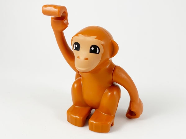 bb0953c01pb01 Duplo Monkey, Curled Tail Turned to Side with Nougat Face Pattern