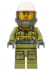 cty0681 Volcano Explorer - Female Worker, Suit with Harness, Construction Helmet, Breathing Neck Gear with Air Tanks, Trans-Brown Visor