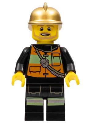 cty0345 Fire Chief - Reflective Stripes with Pockets and Shoulder Strap, Gold Fire Helmet