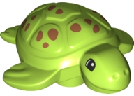 84190pb01 Duplo Turtle with Black Eyes and Dark Orange Spots Pattern