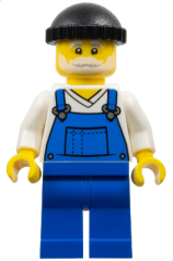 cty1799 Fisherman - Black Knit Cap, Blue Overalls