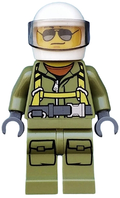 cty0697 Volcano Explorer - Male Worker, Suit with Harness, White Helmet, Trans-Brown Visor, Sunglasses