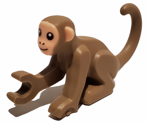 77864pb01 Monkey with Molded Light Nougat Face and Ears, Printed Black Eyes, Nostrils, and Mouth Pattern