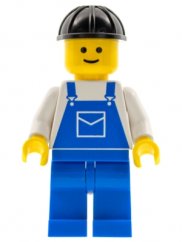 ovr002 Overalls Blue with Pocket, Blue Legs, Black Construction Helmet