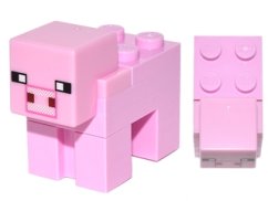 minepig03a Minecraft Pig with 2 x 2 Plate (White Snout) - Brick Built