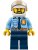 cty0776 Police - City Officer Shirt with Dark Blue Tie and Gold Badge, Dark Tan Belt with Radio, Dark Blue Legs, White Helmet, Black Beard