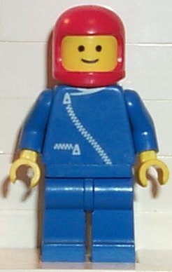 zip005 Jacket with Zipper - Blue, Blue Legs, Red Classic Helmet