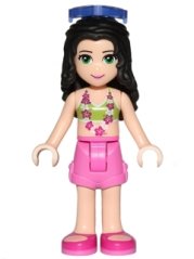 frnd0204 Friends Emma - Dark Pink Shorts, Lime Bikini Top, Sunglasses
