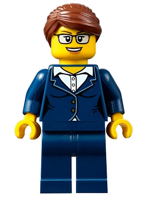 cty0656 Businesswoman - Dark Blue Pants Suit, Glasses