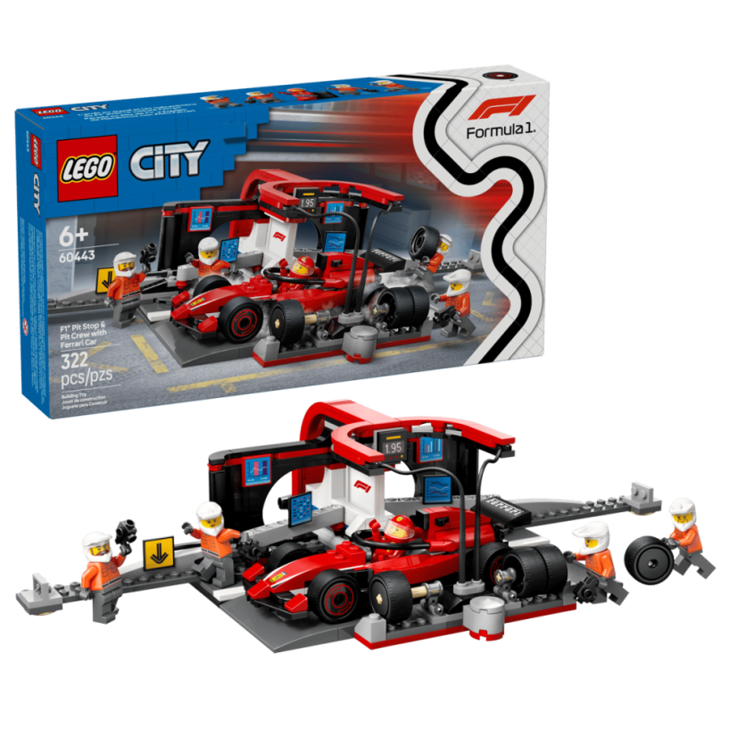 LEGO® City 60443 F1® Pit stop i mechanicy z bolidem Ferrari