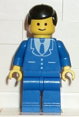 trn027 Suit with 3 Buttons Blue - Blue Legs, Black Male Hair