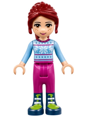 frnd212 Friends Mia - Magenta Trousers, Bright Light Blue Snowflake Sweater Top