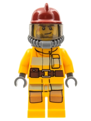 cty0287 Fire - Bright Light Orange Fire Suit with Utility Belt, Dark Red Fire Helmet, Yellow Air Tanks