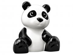 49989pb01 Duplo Bear Baby Cub, Sitting with Molded Black Ears, Nose, Arms, Legs, and Tail, and Printed Eyes Pattern (Panda Bear)