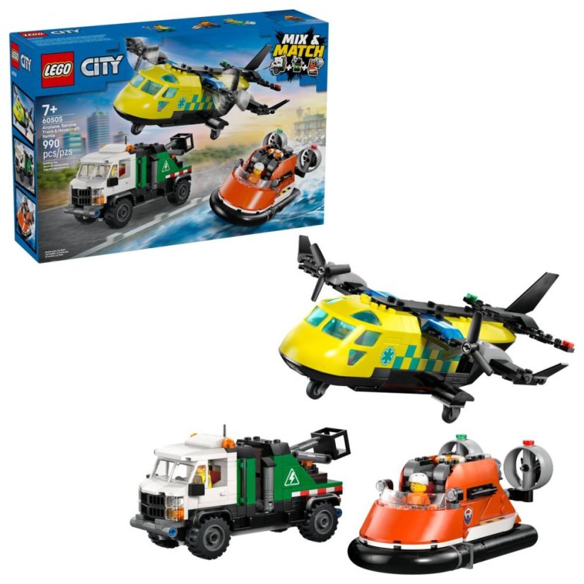 LEGO® City 60505 Remix: Letadlo, servisní vůz a vznášedlo