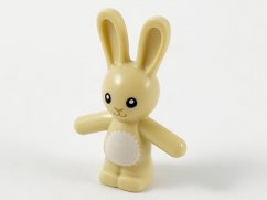 66965pb01 Bunny / Rabbit Standing with Black Eyes, Dark Tan Nose and Mouth, White Stomach Pattern