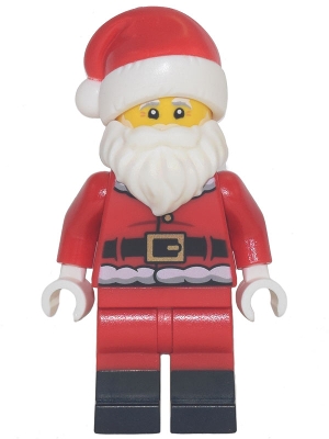 hol253 Santa - Fur Lined Jacket with 2 Wrinkles on Back, Red Legs with Black Boots