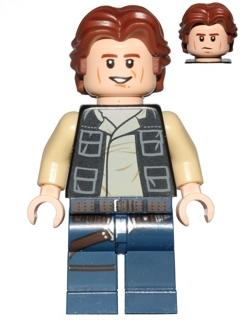 sw0771 Han Solo, Dark Blue Legs, Vest with Pockets, Wavy Hair