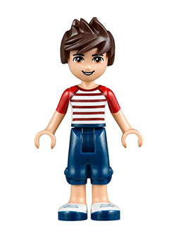 frnd093 Friends Noah - Dark Blue Cropped Trousers, Red and White Striped Top