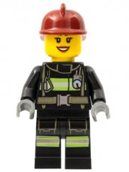 cty0347 Fire - Reflective Stripes with Utility Belt, Dark Red Fire Helmet, Black Eyebrows