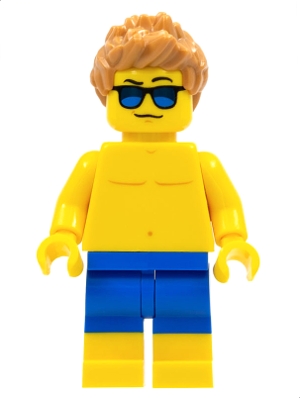 cty0760 Beachgoer - Blue Male Swim Trunks and Sunglasses