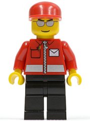 post007 Post Office White Envelope and Stripe, Black Legs, Red Cap, Silver Sunglasses