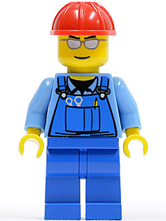 cty0029 Overalls with Tools in Pocket Blue, Red Construction Helmet, Silver Sunglasses