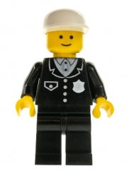 cop012 Police - Suit with 4 Buttons, Black Legs, White Cap