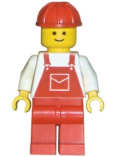 ovr005 Overalls Red with Pocket, Red Legs, Red Construction Helmet