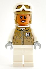 sw1185 Hoth Rebel Trooper Dark Tan Uniform and Helmet, White Legs and Backpack, Female