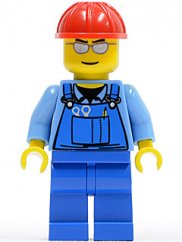 cty0029 Overalls with Tools in Pocket Blue, Red Construction Helmet, Silver Sunglasses