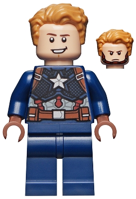 sh729 Captain America - Dark Blue Suit, Reddish Brown Hands, Hair, Dark Brown Eyebrows, Chin Strap