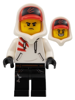 hs004 Jack Davids - White Hoodie with Cap and Hood (Large Smile / Grumpy)