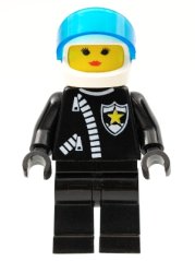 cop047 Police - Zipper with Sheriff Star, White Helmet, Trans-Dark Blue Visor, Female