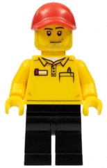 cty0579 LEGO Store Driver, Black Legs, Red Cap with Hole